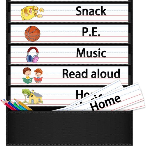 AKAYOK Daily Schedule Pocket Chart - Hanging File Folders for Legal & Letter Size