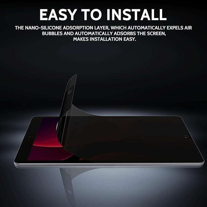 Peslv 360° Privacy Screen for iPad 9th 8th 7th Gen - 10.2 Inch, Anti Glare Blue Light Spy Filter Private Cover, High Sensitive Bubble-Free Easy Install Black Security Protector