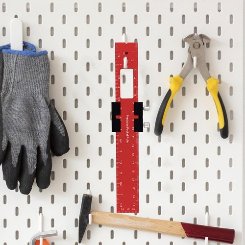 Metal Slide Stop Precision Pocket Ruler - 300mm Woodworking Measuring Tool for Accurate Scribing