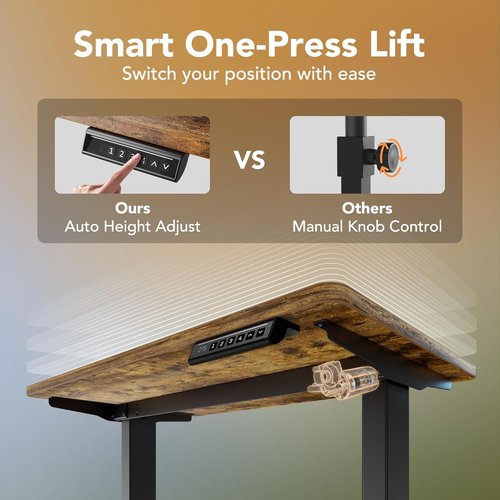 HUANUO Electric Standing Desk - Height Adjustable 40 x 24 Inch Home Office Desk with Storage Bag & 4 Memory Settings | Rustic Brown