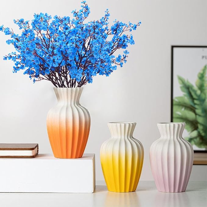 Yastouay Blue Fake Flowers Artificial Flowers, 5 Pcs Real Touch Silk Flowers Faux Artificial Flowers for Decorations, Babys Breath Artificial Flowers Bulk for Spring Decor Floral Arrangement