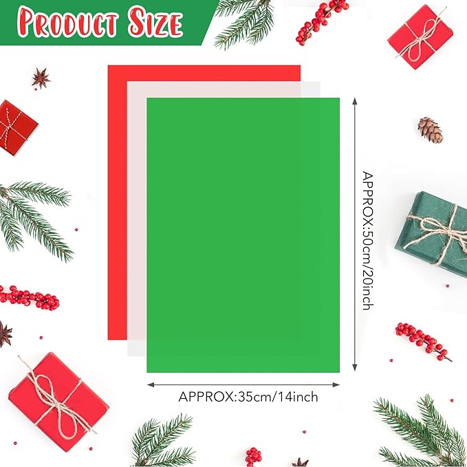 NEBURORA 100 Sheets Christmas Tissue Paper Red Green White Tissue Paper Christmas Gift Wrapping Tissue Paper for Holiday Gift Crafts Bags and Party Decorations