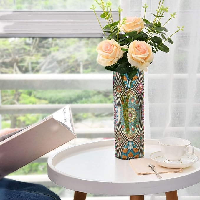 Vase Plastic Vase Elegant Cylinder Flower Vase Shatterproof Decorative Centerpiece for Home Table Office Weddings Events (11.8 x 3.9 in)