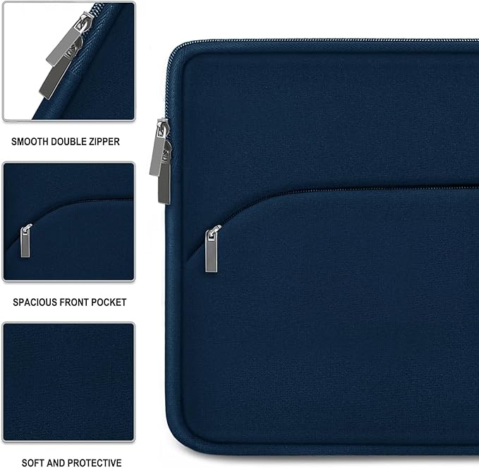 Laptop Sleeve 14 inch, Slim Portable Monitor Protective Cover with Front Pocket, Traveling Carrying Laptop Case Compatible for MacBook Air/Pro, HP, Dell, Lenovo, Acer, Deep Blue