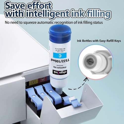 Epson Compatible 522 Ink Refill Bottles - Black Color Replacement (6 Pack, 600ml) for ET-2800, ET-4800, ET-2750