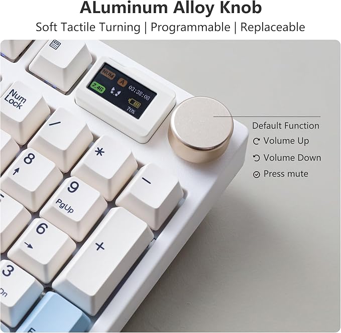 NJ98 Wireless Custom Mechanical Keyboard with Screen Knob 96% Hot Swappable RGB Keyboard Mac Windows (Dark, Steel Plate - Box Taro Ice Cream Pro)