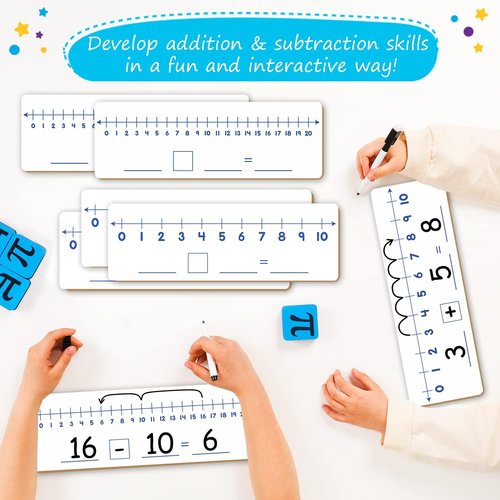 Simply Magic 12-Pack Double-Sided Dry Erase Number Line White Boards - 4"x12" Classroom Essentials