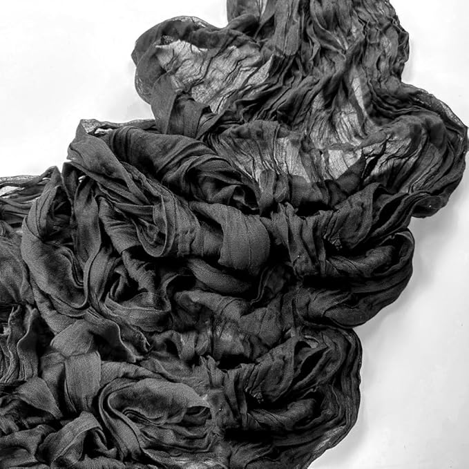 Booque Valley Black Table Runner 3 Pack Cheesecloth 10ft Super Soft Boho Wrinkled Gauze Sheer Cloth for Baby Shower Baptism Birthday Party Wedding Centerpiece Table Halloween Decoration, 35x120 Inch