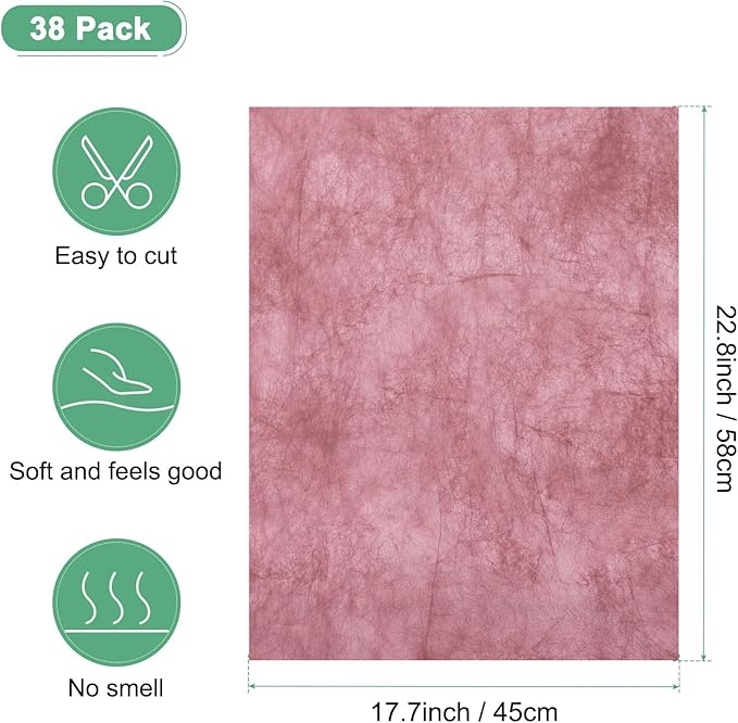 M METERXITY 38-Sheet Korean Cotton Wrapping Flower Paper, 22.8x17.7 Inch/ 58x45cm Waterproof Floral Wrapping Cotton Paper for Bouquets/Gift Packaging [Dark Pink]