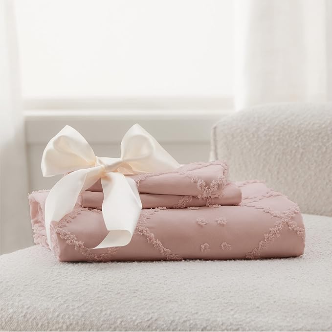 Bedsure Boho Twin Duvet Cover Size - Pink Breathable & Soft Boho Bedding, Machine Washable Comforter Cover for All Seasons, Includes 1 Duvet Cover 68"x90" with 1 Pillow Sham & Zipper Closure