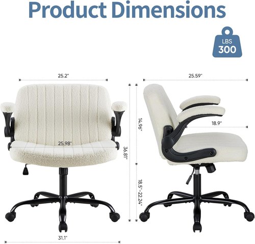 DUMOS Criss Cross Office Chair - Adjustable Swivel Desk Chair with Wheels | Comfy Beige Fabric