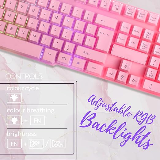 Pink Gaming Keyboard and Mouse Headset Headphones and Mouse pad, Wired LED RGB Backlight Bundle Pink PC Accessories for Gamers and Xbox and PS4 PS5 Nintendo Switch Users - 4in1 Edition Hornet RX-250