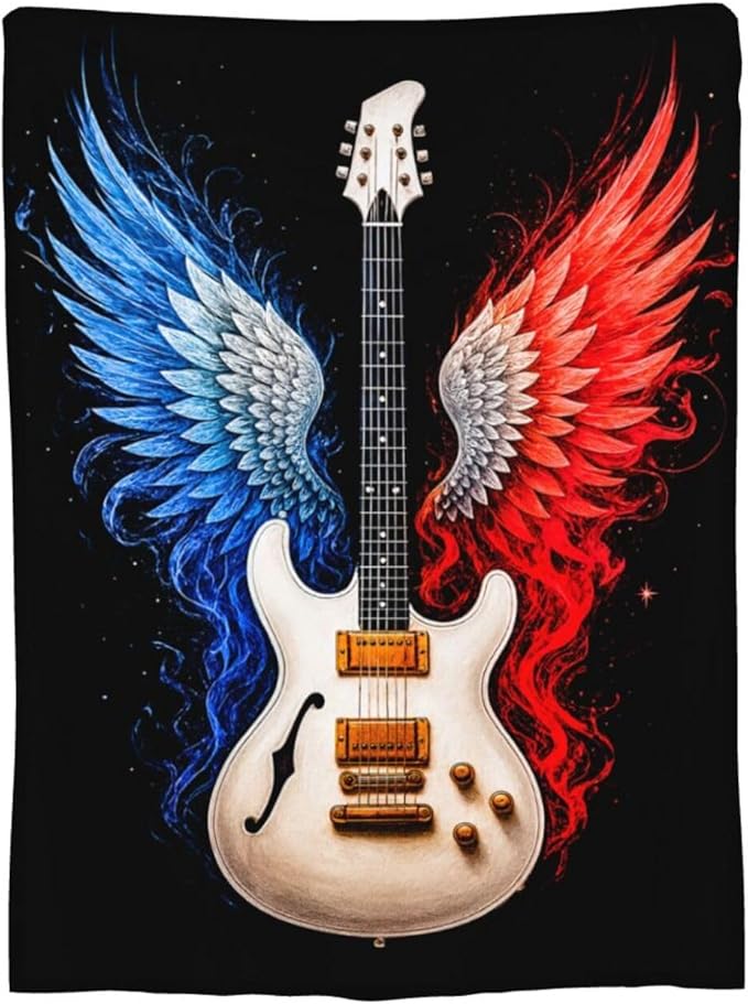 Guitar Blanket Music Throw Blanket Musical Instrument Soft Cozy Fleece Fuzzy Stuffed Plush Flannel Gifts for Girls Women Boys Kids Adults 50"X60"
