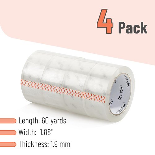 Mr. Pen Packing Tape - Heavy Duty Clear Tape, 2 Inch Wide, 60 Yards, 4 Pack for Shipping & Moving