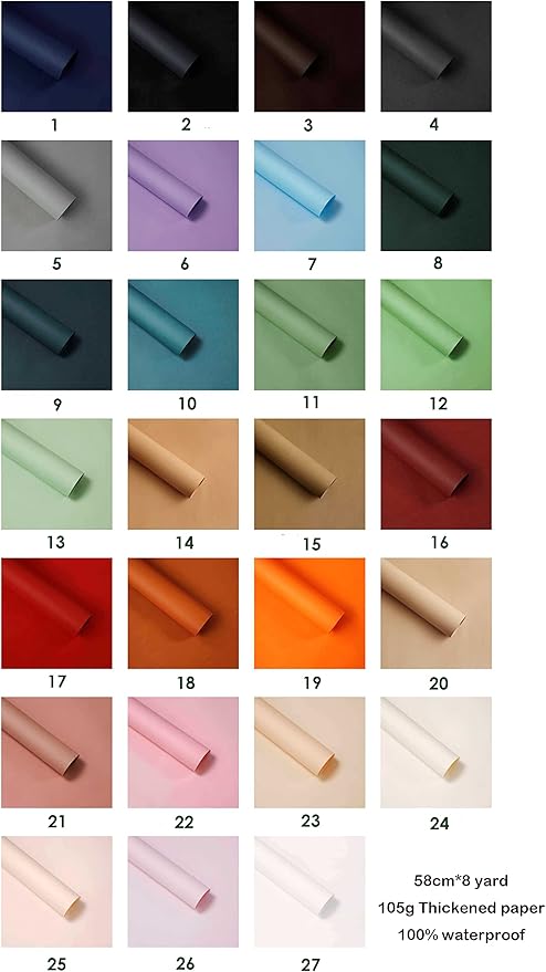 Korean Flower Wrapping Paper Bouquet Wraps Waterproof Solid Flowers Gifts Packaging Marterials Florist Supplies(Color 25 (Maltose))