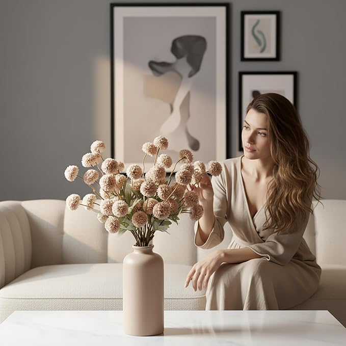 Artificial Hydrangea Flowers Fake Hydrangeas Faux Flowers Bouquet Artificial Plants for Wedding Home Office Decor Excluding vases-（Autumn White 10 PCS）