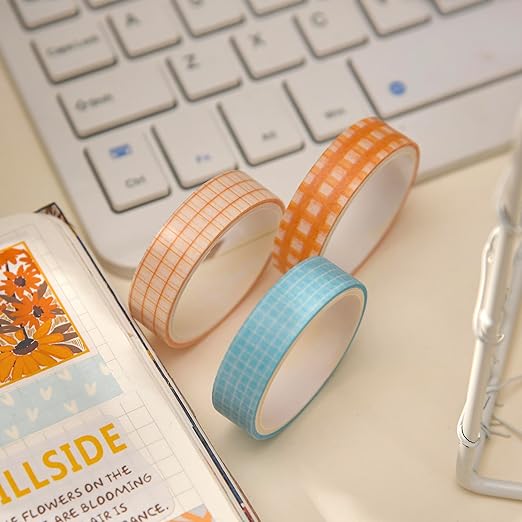 Songdao 20 Rolls Basic Washi Tape Set Japanese Arts Adhesive Tapes Simple Patterns Decorative Masking Tape Sets for Craft, Kids, Scrapbook, DIY, Gift Wrapping (Style One)