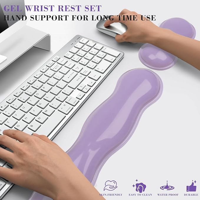 Gel Wrist Rest for Keyboard and Mouse, Wrist Rest for Keyboard, Mouse Wrist Support, Pain Relief, Cool Touch, Non-Skid, Keyboard and Mouse Wrist pad Set