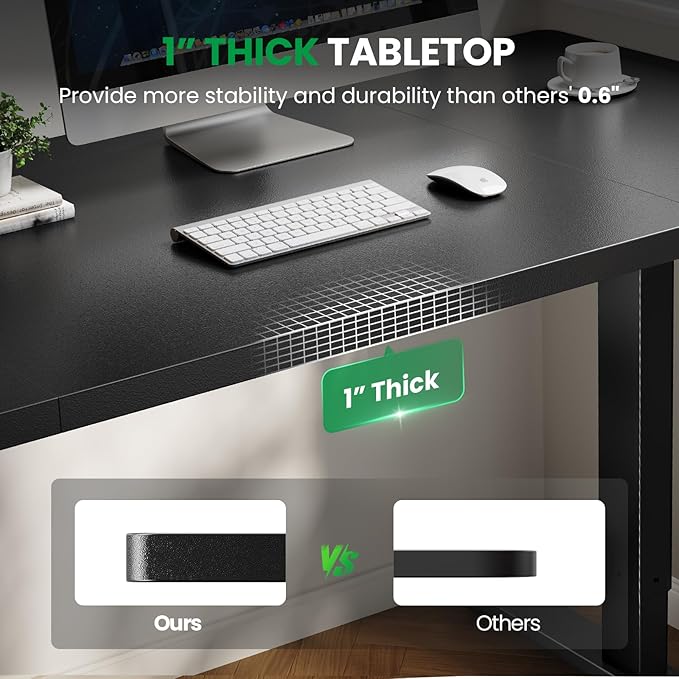 SIAGO Electric Standing Desk Adjustable - 71x30 Inch Sit Stand Desk with 1 Inch Thick Tabletop, Double Beam Frame, 3 Memory Height Adjustment, Cable Management for Home Office