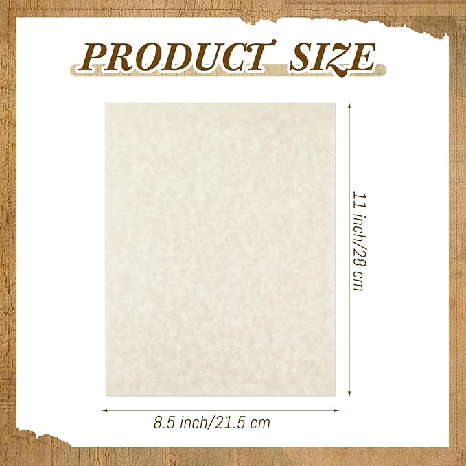 Epakh 100 Pcs Old Age Parchment Paper 8.5 x 11 Inch Standard Letter Vintage Colored Old Parchment Semblance Double Side Printing Paper (Light Gray)