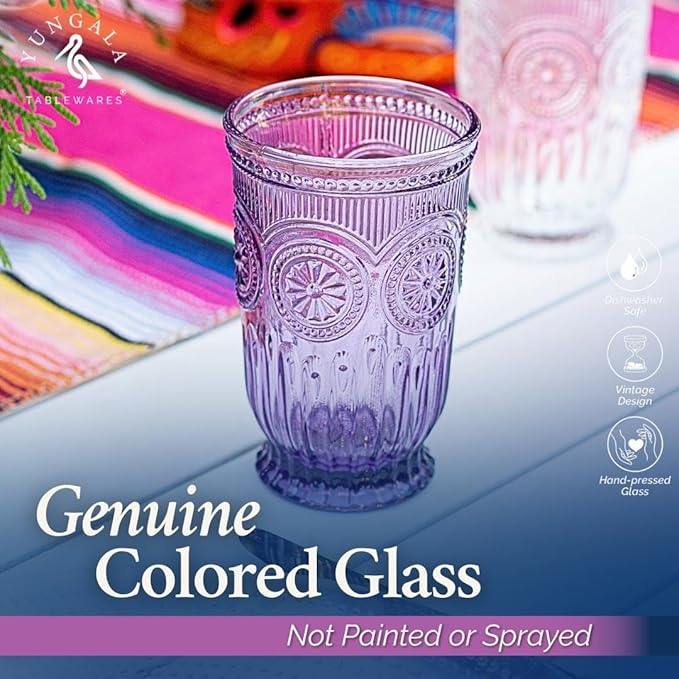 Purple Highball Glasses Set of 6 — 10 oz Tall Drinking Glasses