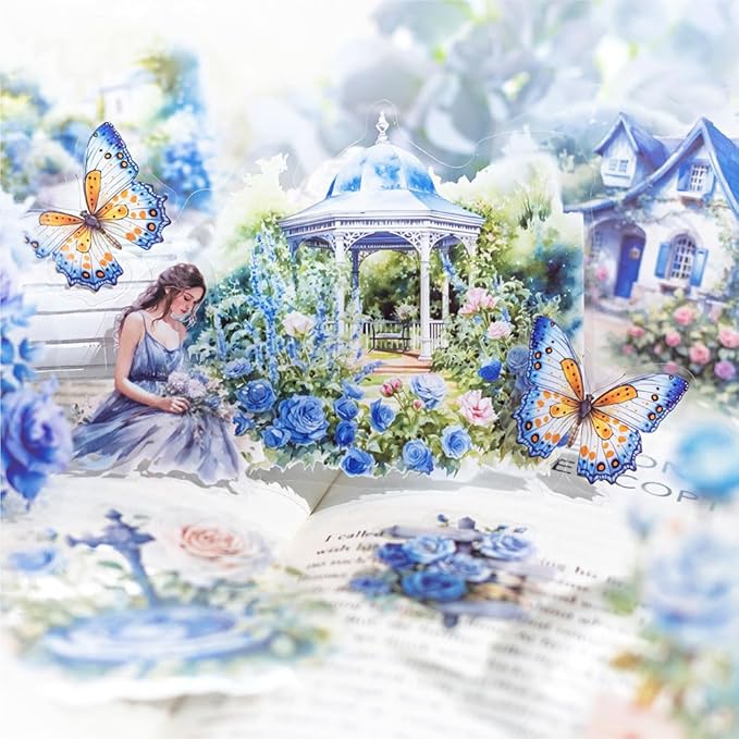 180pcs PET Garden Landscape Scrapbook Paper Journaling Sticker Flower Stickers for Scrapbooking Vintage Stickers Aesthetic Flowers Floral Sticker Pack Junk Journal Decorative Paper Scrapbook Supplies