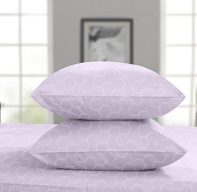 Threadmill Cotton Full Size Sheet Set | 500 Thread Count 100% Cotton Sheets for Full Size Bed | Damask Jacquard Full Bed Sheets Set 16” Deep Pocket | Soft Sateen 4-Piece Cooling Bedding Set | Lilac
