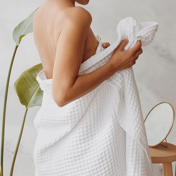 sea me at home Waffle Bath Sheet 100% Turkish Cotton - Large Bath Towel (34x67 Inches) Luxurious Spa Towel for Bath, Beach, or Pool Time