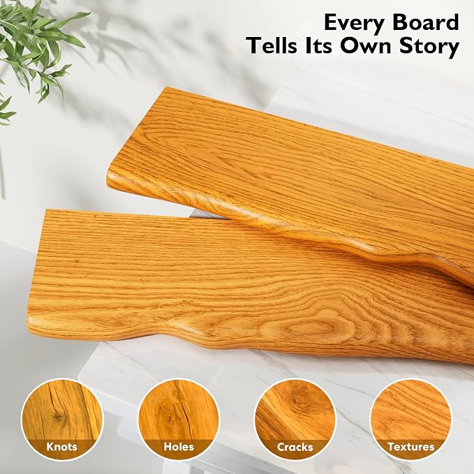 Solid Wood Live Edge Floating Shelves Set of 2 – 36" Rustic Wall Shelf with Hidden Bracket System, Wall Mounted Shelves for Bathroom, Kitchen, Living Room, Bedroom (Honey Walnut)