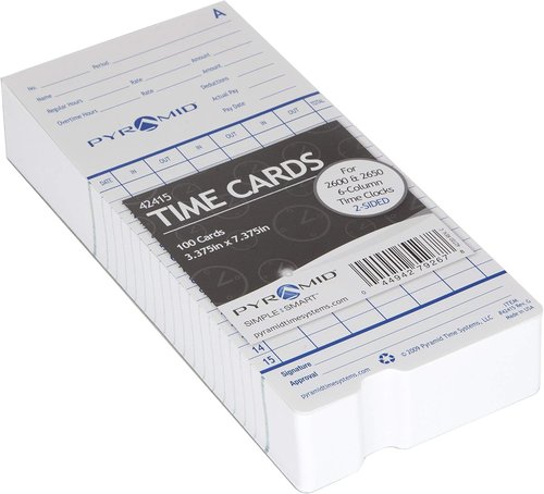 Pyramid Time Systems - Authentic Time Cards for Pyramid Time Clocks | Double-Sided Sheets (3.38 x 7.44 In) - 1000 Pack - Blue/Green