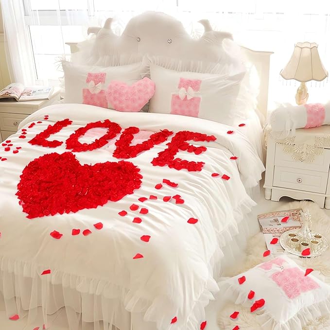 LHOAVWE 1000 PCS Red Rose Petals Artificial Rose Petals for Wedding Proposal Anniversary Love Romantic Night Decorations