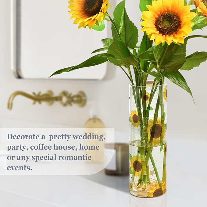 Vase Plastic Vase Elegant Cylinder Flower Vase Shatterproof Decorative Centerpiece for Home Table Office Weddings Events (11.8 x 3.9 in)