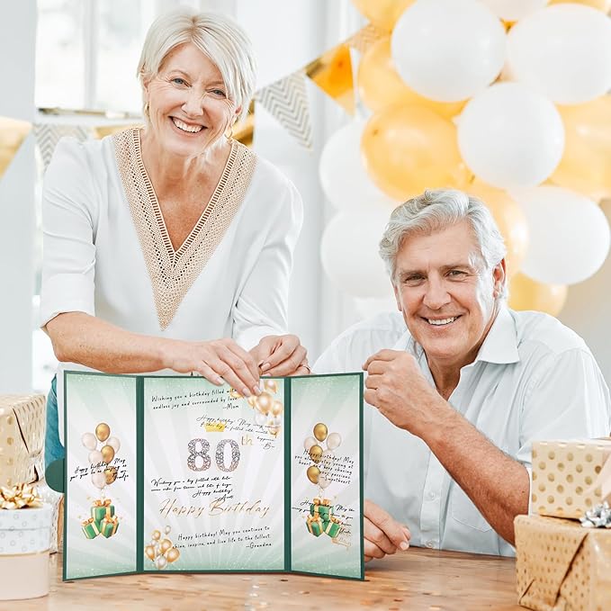 Green Gold Birthday Party Decorations,18" x 12" Creative Birthday Decorations Guest Sign in Book Alternative, for Men and Women of All Ages, Happy Birthday Party Supplies