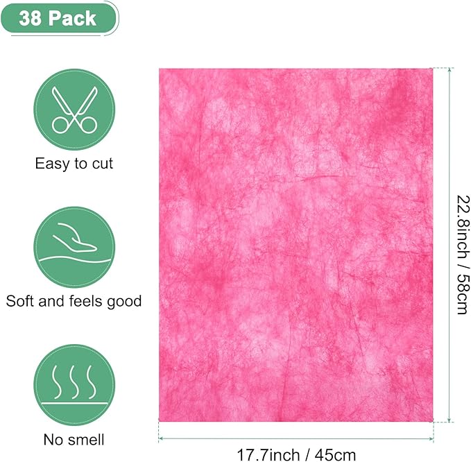 M METERXITY 38-Sheet Korean Cotton Wrapping Flower Paper, 22.8x17.7 Inch/ 58x45cm Waterproof Floral Wrapping Cotton Paper for Bouquets/Gift Packaging [Hot Pink]