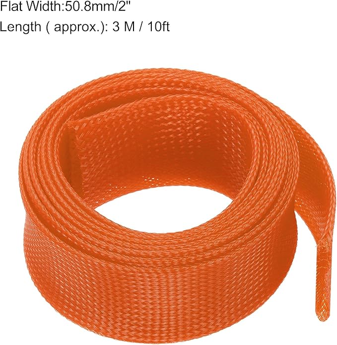 uxcell Expandable Sleeving, 2-inch 10ft Cable Sleeve, Orange
