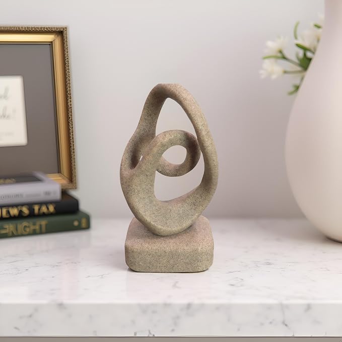 Abstract Modern Ribbon Decorative Sculpture, Knot Sculptures,Home Decor,Coffee Table Statues,Dining Living Room Desk Decor,Shelf Decoration (Beige-B)