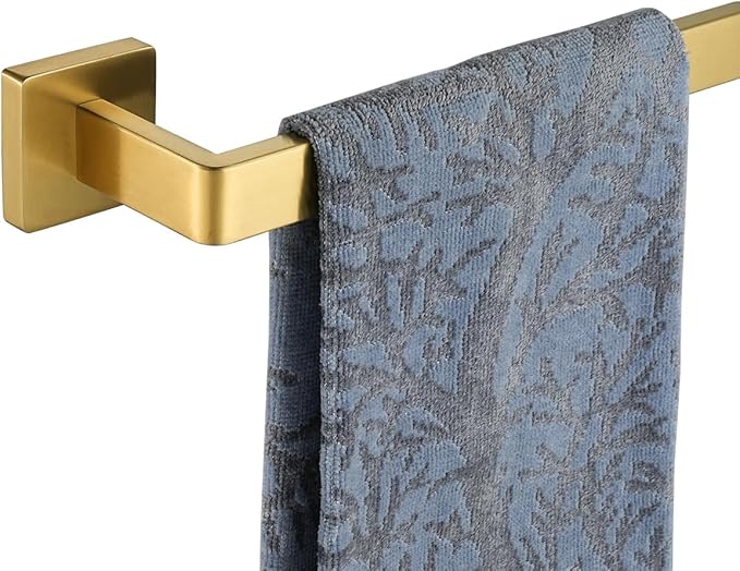 JQK Gold Towel Bar, Rounded Edges 20.41 Inch Towel Rack, 304 Stainless Steel Bathroom Wall Mount, Useable Length 18 Inch, TB250L18-BG