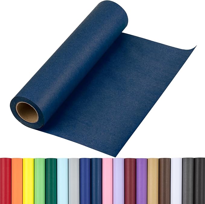 RUSPEPA Navy Blue Kraft Wrapping Paper Roll, 17.5"x 393"(32.8'), Recyclable Blue Art Gift Wrap Paper for Birthday Gift Wrapping, Table Covering, DIY Crafting, Fathers Day Bouquet Flower, 80GSM