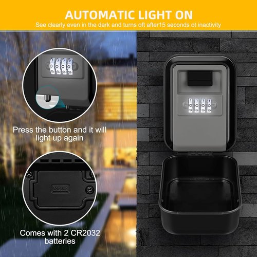 Lock Box for Keys - 4-Digit Resettable Combination | Large Capacity for Home, Apartment, Office