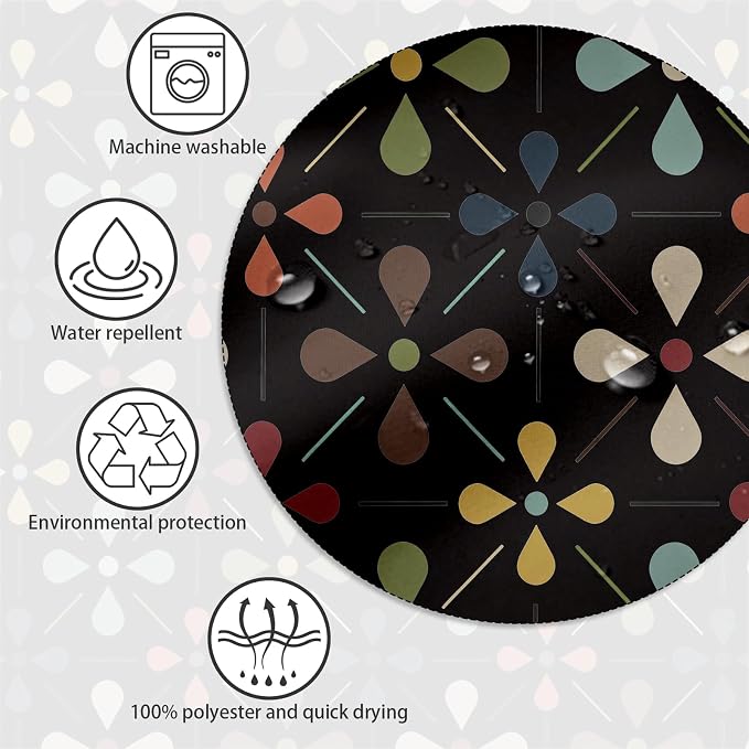 APROPHIC Mid Century Retro Shower Curtain 72x72 Inches, Vintage Geometric Pattern Bathroom Curtain with Hooks, Waterproof Polyester Fabric for Bath Shower, Machine Washable Home Decor for Bath, Black