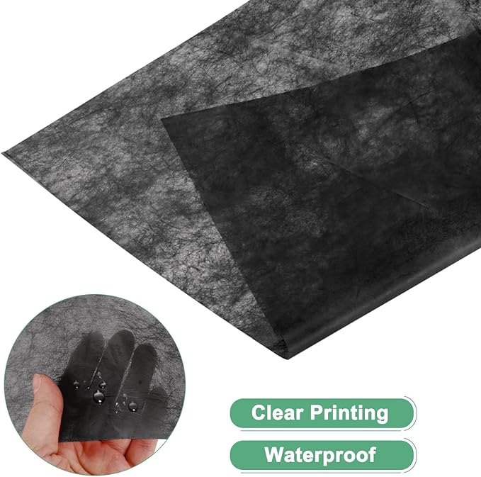 M METERXITY 152-Sheet Korean Cotton Wrapping Flower Paper, 11.8 Inch/ 30cm Waterproof Floral Wrapping Cotton Paper for Bouquets/Gift Packaging [Black]