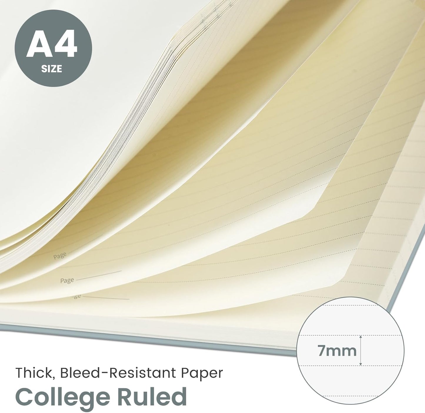 Taja Spiral Lined Notebook - Large 8.5"x11" College Ruled Journal for Work | Airy Blue Cover