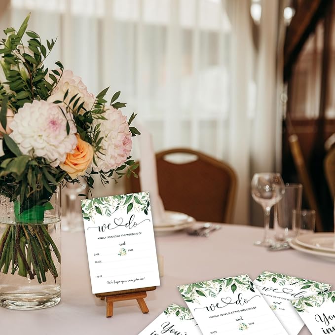 Greenery Wedding Invitations, 5"x 7" Eucalyptus Leaves Wedding Invites Card With Envelopes, 25 PCS for Party Decorations and Supplies - A12
