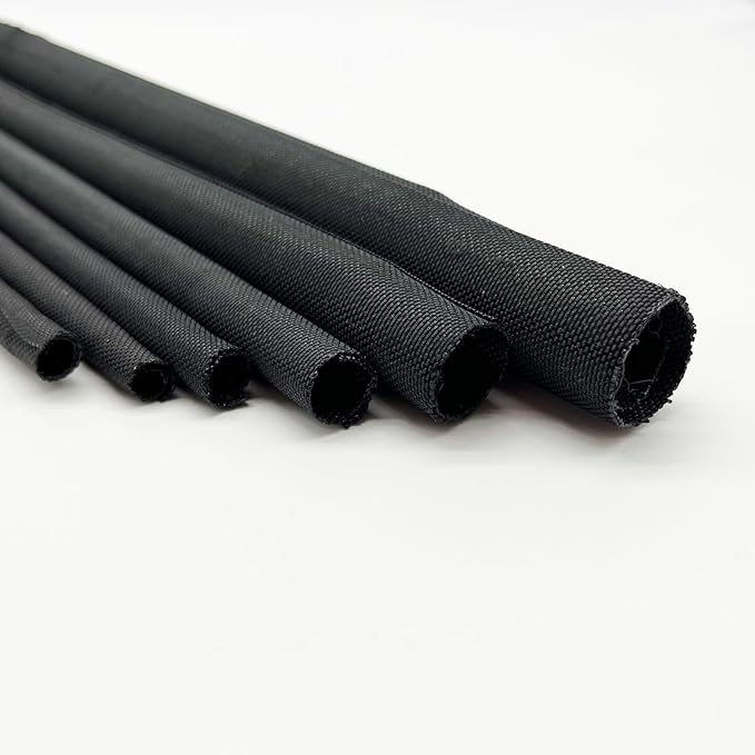 Braided Split Wire Loom Black Wire Cover Protective Harness Tubing Cable Management Self Wrap Cord Sleeve Mesh Woven 1/2"-9ft