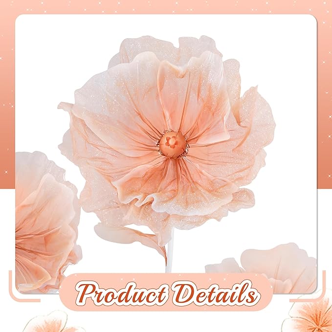5.57FT Wedding Giant Flowers Huge Artificial Orange Silk Floral with Stand Base for Birthday Ceremony Party Event Mall Window Display Decoration