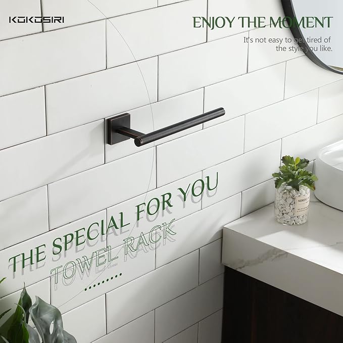 KOKOSIRI Bathroom Towel Bar Hand Towel Holders Wall Mount Toilet Kitchen Cabinet Paper Holder Stainless Steel Bath Accessories Oil Rubbed Bronze, B3008ORB