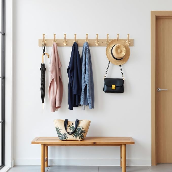 6 Pack Coat Hooks Wall Mount Heavy Duty Utility Retro Double Hooks for Hanging Coats,Hat, Towel, Key, Robe, Scarf, Bag, Cap (Gold)