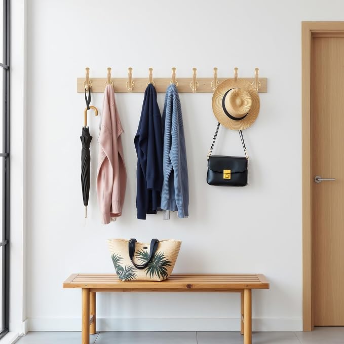 10 Pack Coat Hooks Wall Mount Heavy Duty Utility Retro Double Hooks for Hanging Coats,Hat, Towel, Key, Robe, Scarf, Bag, Cap (Gold)