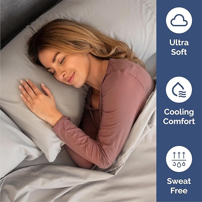 Full Size 4 Piece Sheet Set - Comfy Breathable & Cooling Bed Sheets Set - Hotel Luxury Bedding for Women, Men, Kids, Teens, Boys & Girls - Deep Pockets, Soft and Wrinkle Free - Oeko-Tex - Light Grey