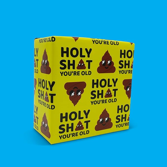 GOOFBALLS Hilarious Wrapping Paper Roll – Funny Gift Wrap for Birthdays, Holidays, White Elephant, Gag Gifts - Holy Shit